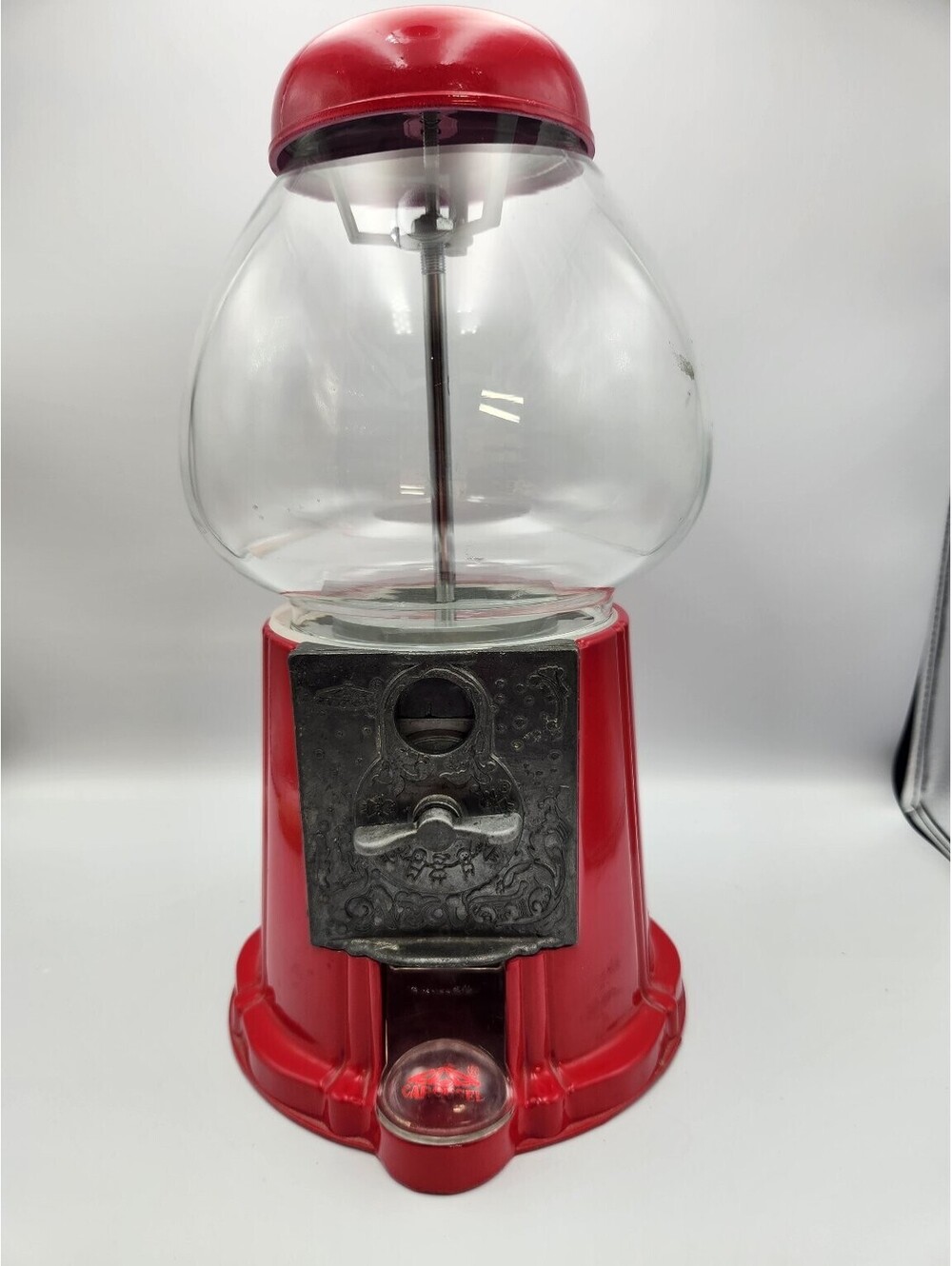 Vintage Carousel Industries Red Gumball Machine Tabletop Dispenser Taiwan - O2